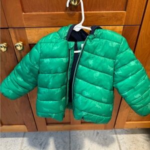 Green Dinosaur Kids Puffer Jacket